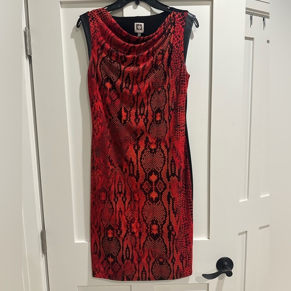 ANNE KLEIN SNAKE PRINT DETAIL DRESS - Picture 1 of 2
